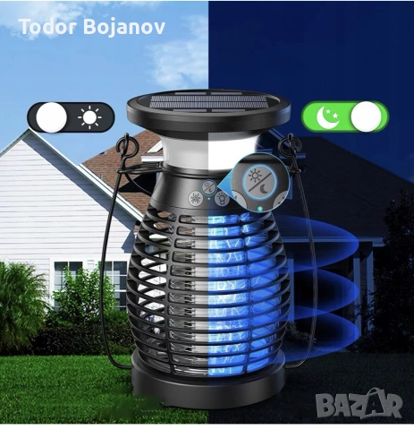 Соларна лампа против насекоми, модел BK-21, с USB кабел и четка за почистване, снимка 5 - Къмпинг осветление - 55220179