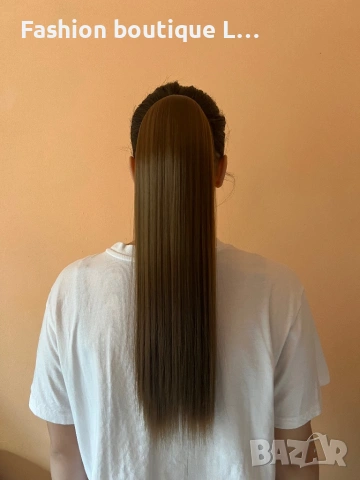 Светло кестенява коса на екстеншън тип конска опашка 60 сантиметра 100 грама може да се къдри ❤️❤️❤️