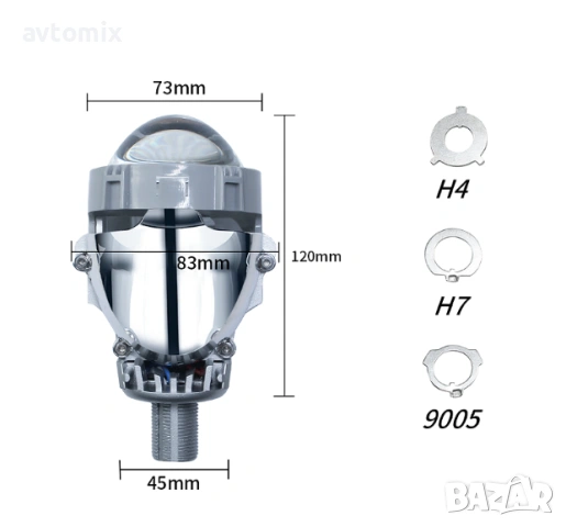Bi-LED лупи за вграждане във фарове с къси и дълги светлини 2.5"инча 80W 7000lm 12V, снимка 6 - Аксесоари и консумативи - 54344144