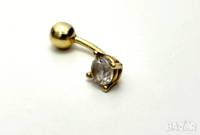 Златна обеца за пъп- 1,07 грама, 14К (проба 585), снимка 3 - Обеци - 54055063