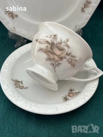 Rosenthal Maria - 6 броя троен сет с декор  „Sepia rose”, снимка 9 - Сервизи - 54859197