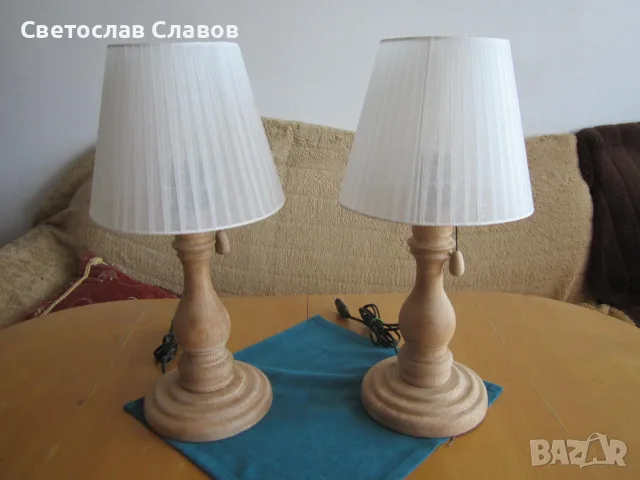 Комплект настолни /нощни/ лампи от стругован дъб 