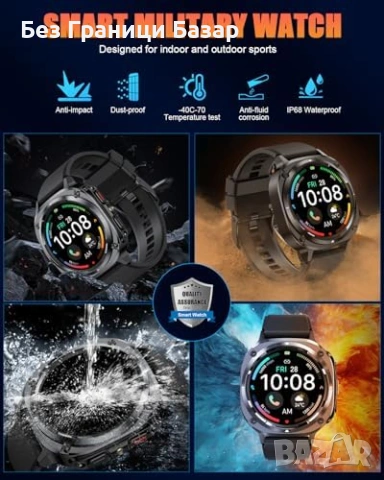 Нов Военен смарт часовник с разговори 114 спорта пулс SpO2 30 дни батерия за мъже, снимка 3 - Мъжки - 54104040