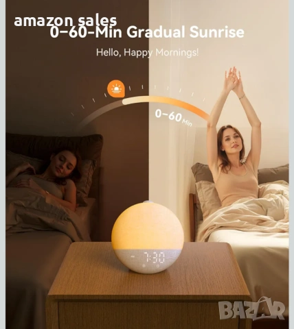 Dreamegg Sunrise 2 - Будилник с изгрев, звукова машина за сън,29 успокояващи звука,машина за бял шум, снимка 6 - Други - 54479727