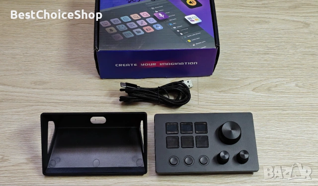Basicolor N3 Stream Controller Deck с 6 LCD макро клавиша, 3 бутона и 3 копчета - програмируем