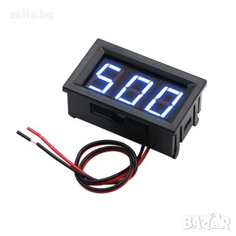 Дигитален AC волтметър за вграждане, 220V, син LED дисплей, монофазен/трифазен, точност ±1% 10358