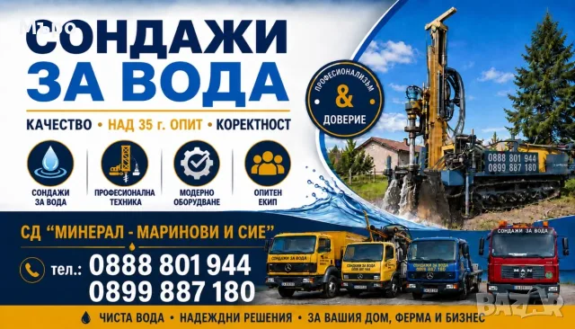 Сондажи за вода, сондиране в цяла България