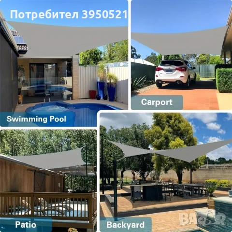 Водоустойчива UV тента за плътна сянка, Големи размери, сенник за градина тераса заведение басейн, снимка 5 - Градински мебели, декорация  - 55076284
