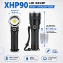 Мощен ръчен лед прожектор P90 фенер акумулаторен зарядно USB лов XHP90, снимка 6