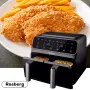 Фритюрник AirFryer Rosberg Premium, 1700W, 2съда x 4л., Горещ въздух, Таймер, до 200°C, Черен 2 ГОДИ, снимка 4