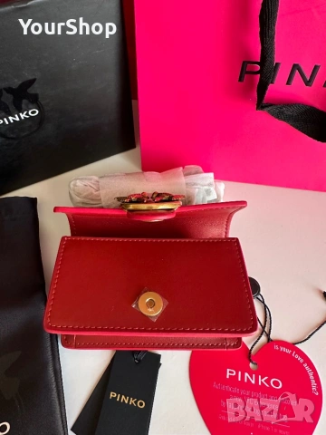 Оригинална чанта Pinko micro model в червен цвят, снимка 5 - Чанти - 54048647