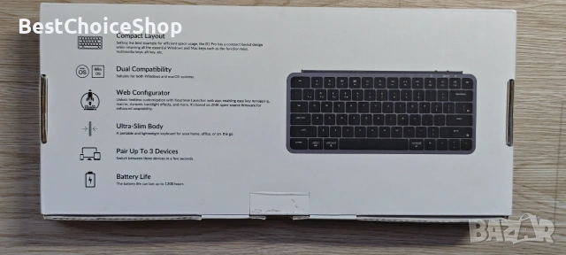 Keychron B1 Pro ултратънка безжична Bluetooth/2.4 G/кабелна, лека с 1200 часа живот на батерията, снимка 2 - Клавиатури и мишки - 55069692