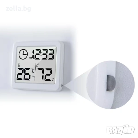 Дигитален термометър и влагомер с часовник, 3.2" LCD дисплей, ±1°C точност, за дома, офиса 10186, снимка 4 - Друга електроника - 54660522