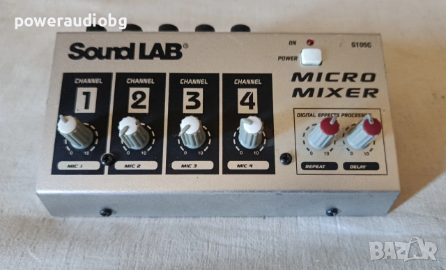 Смесителен пулт с ефект Sound Lab - 4 Channel Mono Microphone Mixer with Effects, снимка 2 - Ресийвъри, усилватели, смесителни пултове - 54983396
