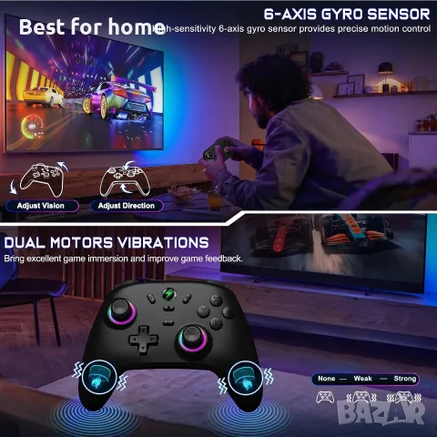 NinjaPlusOX Switch контролер за Nintendo Switch/2/Lite/OLED, безжичен джойстик Hall Joystick , снимка 5 - Джойстици и геймпадове - 55604125