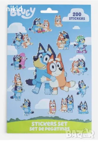 200 бр Блуи и Бинго Bluey and Bingo книжка албум самозалепващи лепенки стикери
