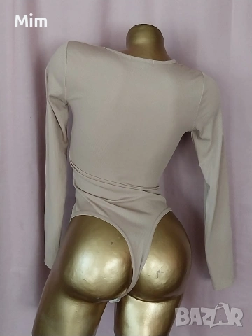 boohoo 38 Боди с дълъг ръкав цвят телесен , снимка 5 - Бельо - 54103872