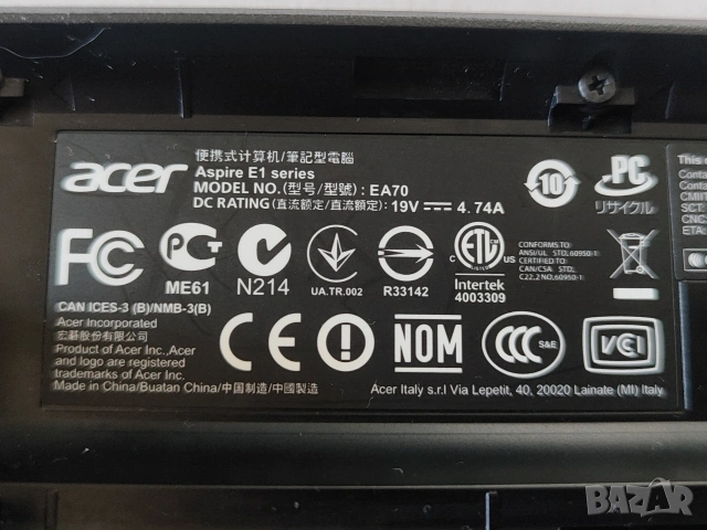 Лаптоп ACER E1 EA70 за части или ремонт, снимка 7 - Части за лаптопи - 54836398