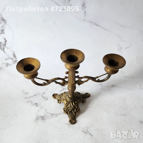 Бароков свещник, снимка 2 - Антикварни и старинни предмети - 54106262