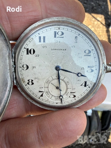 стар сребърен джобен часовник longines