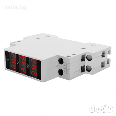 Трифазен цифров волтметър AC 80-500V – монтаж на DIN шина 18 мм, IP20, за индустриални 10429, снимка 5 - Друга електроника - 54694669