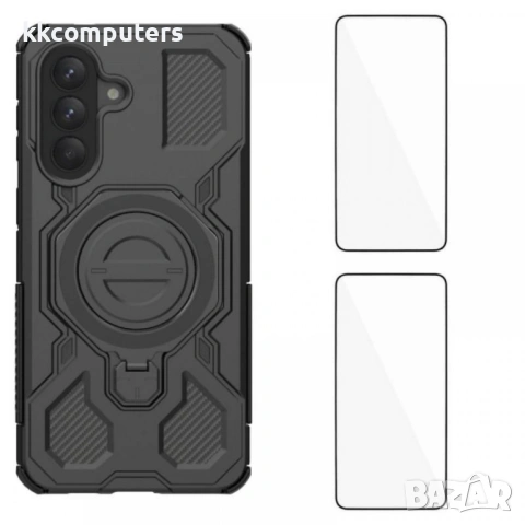 WANLONFENG KJ Калъф за Samsung Galaxy A57 5G - PC+TPU, Скрита стойка, 2 стъкла, Голям отвор, 5 цвята, снимка 6 - Калъфи, кейсове - 53973916