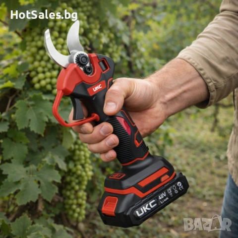 Акумулаторна лозарска ножица UKC 48V 8500, с две батерии, снимка 2 - Градинска техника - 54029072
