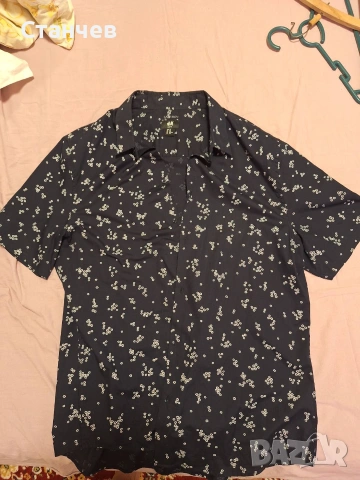  Мъжка риза с къс ръкав H&M Easy Iron (Размер L) | Slim Fit, 