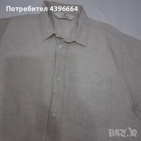 Бежева ленена риза за момче на H&M 170размер, снимка 2 - Детски ризи - 55417609
