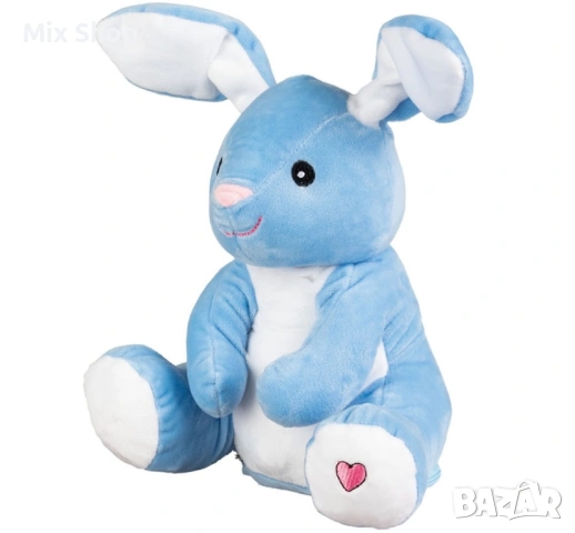 Плюшена играчка, Lupilu, Заек, 25 см, 377 гр, със звук, подвижни уши, син, снимка 2 - Други стоки за дома - 54368316