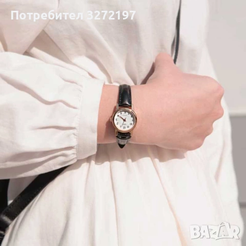 Дамски часовник Casio, черна кожена каишка, златен безел, LTP-1095Q-7B, снимка 8 - Дамски - 54357574