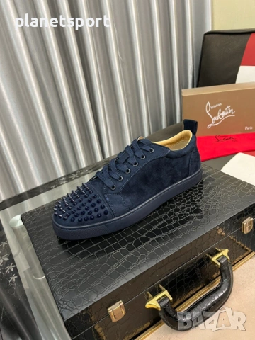Christian Louboutin Louis Junior Spikes – Тъмносин Велур | Premium Luxury Edition | Размери 38-44