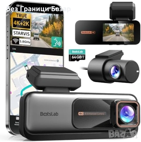 Нов BOTSLAB Видеорегистратор 4K 24/7 Паркинг Режим Гласов Контрол камера кола
