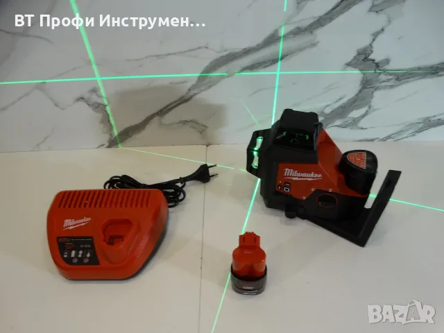 Milwaukee M12 3PL - 3D зелен лазерен нивелир, снимка 9 - Измервателни инструменти - 55609315