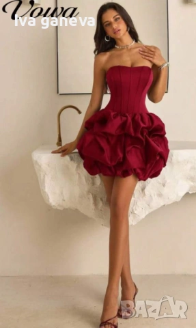 Сатенена рокля , снимка 2 - Рокли - 54030364