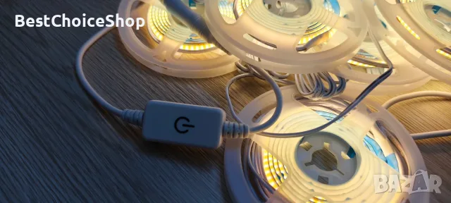 6 броя х 1метър COB LED ленти USB димируема с докосване – топло бяло , снимка 5 - Лед осветление - 55354405