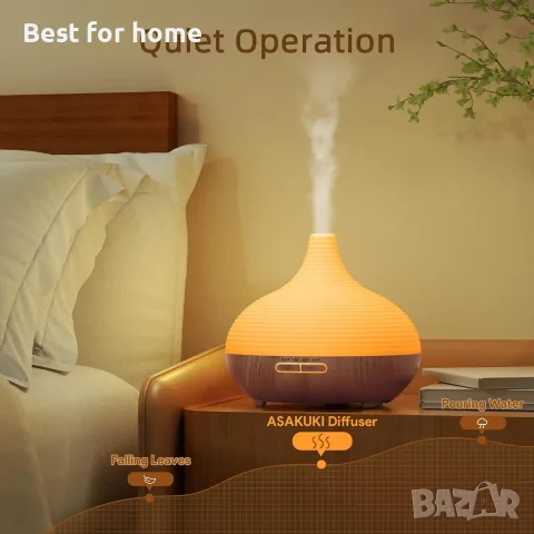 ASAKUKI 300ml дифузер за етерични масла с 4 таймера и 14 цветни LED светлини | Ултразвуков дифузер , снимка 2 - Овлажнители и пречистватели за въздух - 55531767