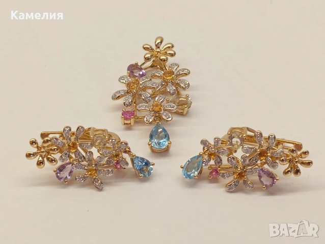 Руско злато. Обеци и висулка. , снимка 4 - Бижутерийни комплекти - 55241178
