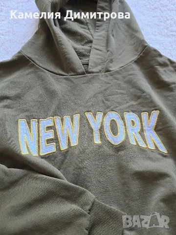 Къс суитшърт с качулка "New York" 💚, снимка 4 - Суичъри - 55471685