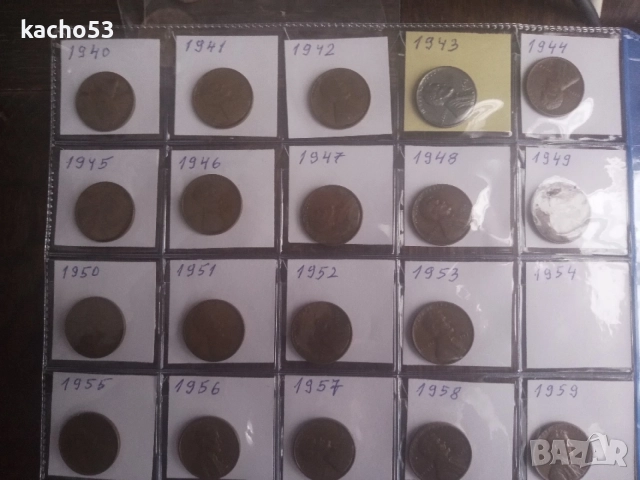 Колекция от 1 цент 1940-2023 г. САЩ, снимка 2 - Нумизматика и бонистика - 54650028