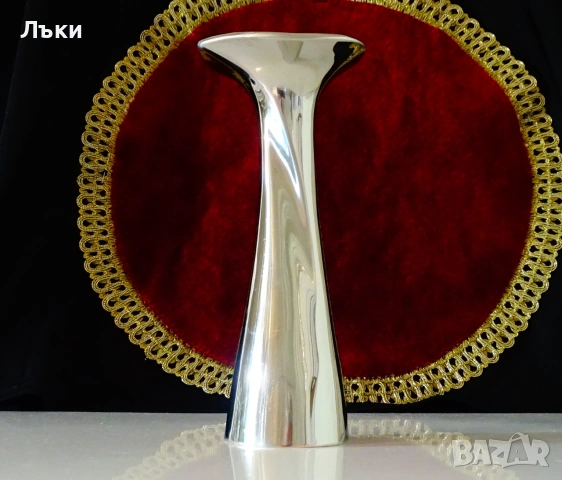 Посребрен меден свещник,ваза,Сърце. , снимка 4 - Антикварни и старинни предмети - 55192634