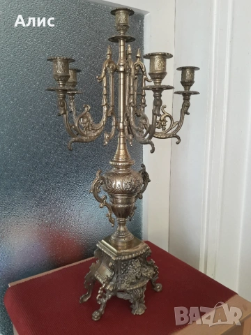 голям бронзов свещник, снимка 8 - Антикварни и старинни предмети - 54967973