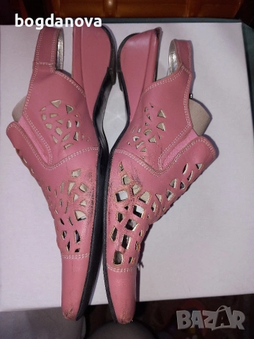 Розови сандали от естествена кожа, 39 номер, стелка 25 см, снимка 3 - Сандали - 53986061