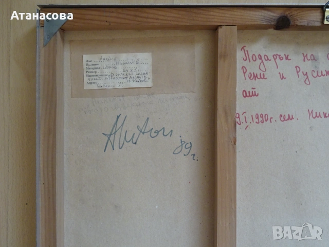 АНТОН НИКОЛОВ картина „Погледът…“  абстракция гваш 1989 г, снимка 7 - Картини - 55271271