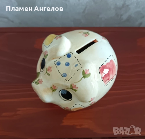 Винтидж керамична касичка"Прасенце" с флорални мотиви 70те-80те години. , снимка 6 - Декорация за дома - 54435618