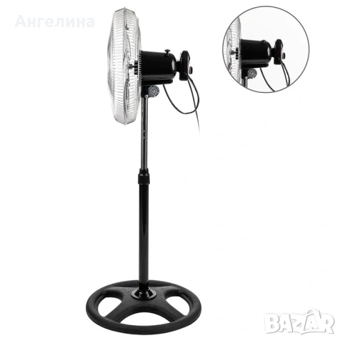Вентилатор на стойка 16''Muhler FM-6136D 3in1, 50W, индустриален, на стойка, стена, под, снимка 3 - Вентилатори - 55129533