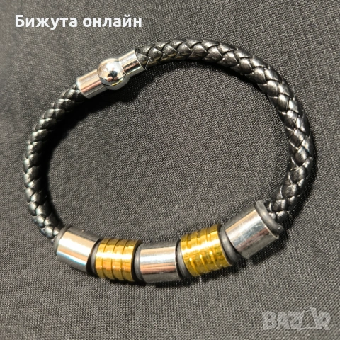 Гривна от кожа и медицинска стомана. Продукт № 019