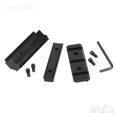 Преходна шина 11 мм - 22 мм Weaver / Picatinny за оръжие пушка ерърсофт прицел оптика бързомер лов, снимка 10 - Оборудване и аксесоари за оръжия - 54109807