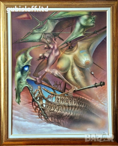 Картина "Кораб", сюрреализъм, худ. Л. Ников, 1993 г.