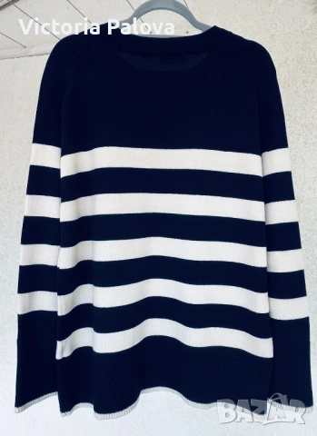 Раиран пуловер COS в тъмносиньо и кремаво, снимка 7 - Блузи с дълъг ръкав и пуловери - 54284004